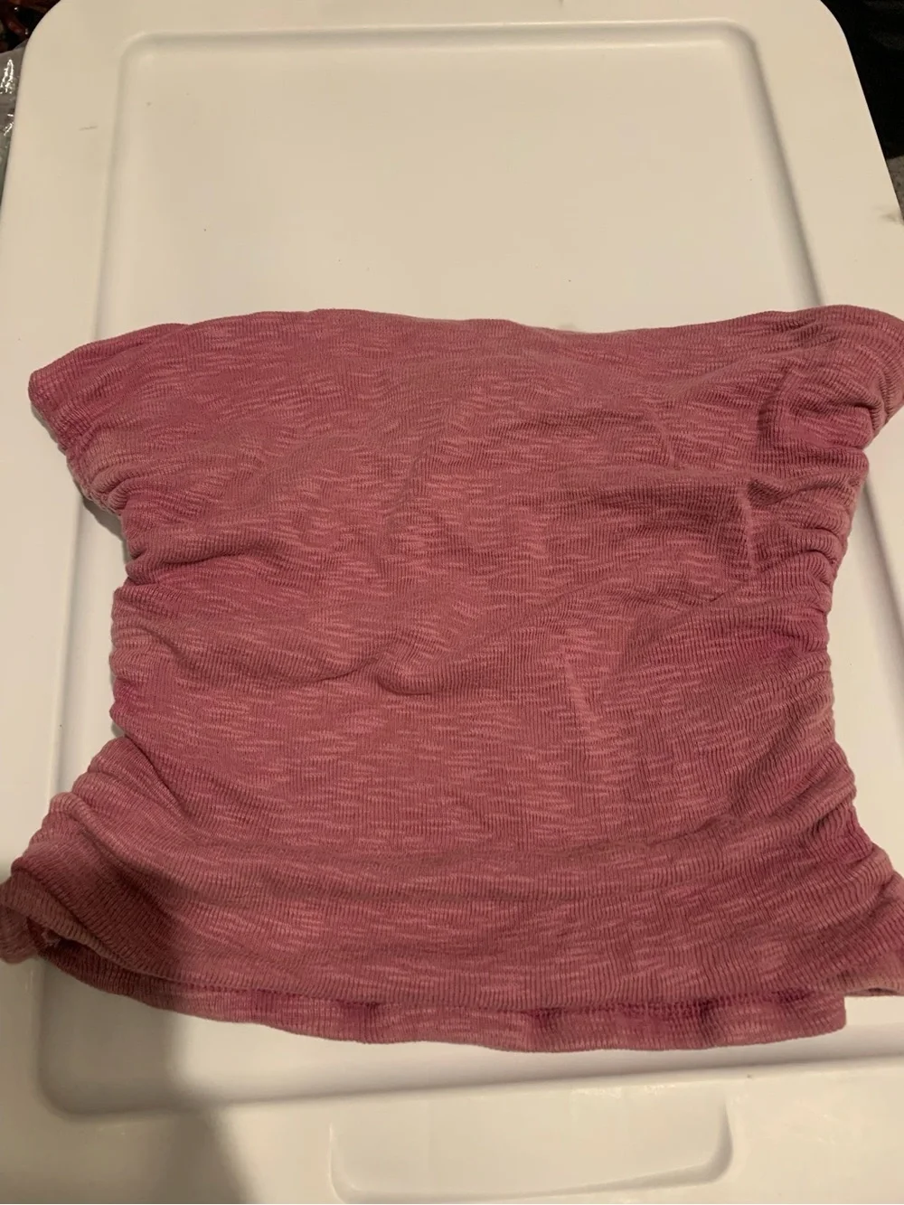 Free People Boulevard Rose Pink Ruched Strapless Cropped Knit Tube Top